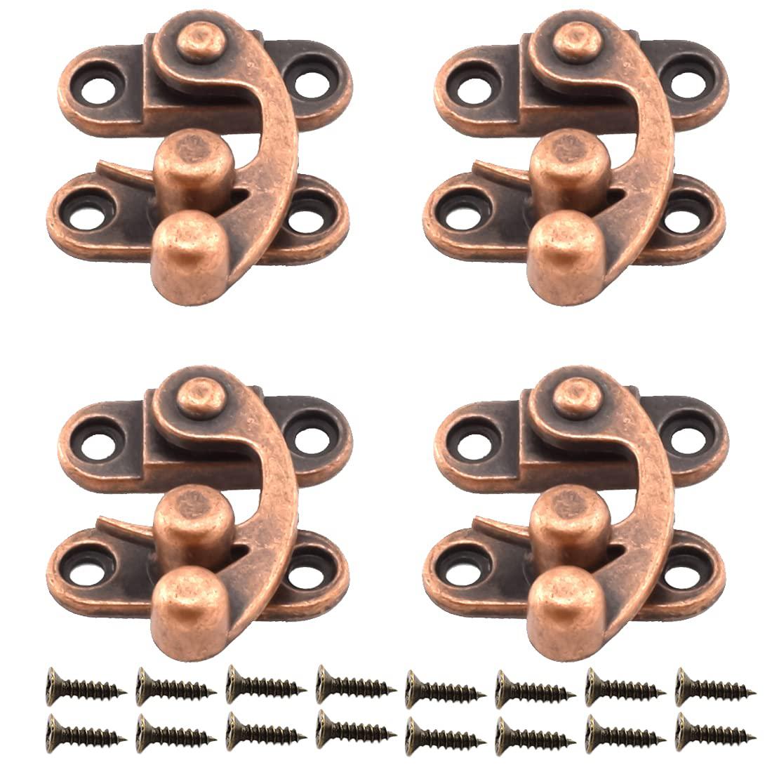 aifeier et antique right hook hasp latch retro swing horn lock clasp with mounting screws, zinc alloy - 4pcs 1.14 inch x 1.3 