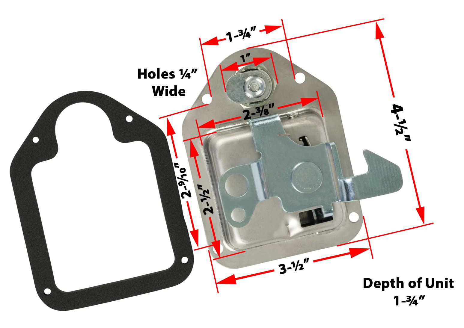 Stainless Steel Trailer Toolbox Handle Latch with Lock Highly Polished Tool  Box Latch Paddle Lock 4-3/8 x 3-1/4 with 2 Keys