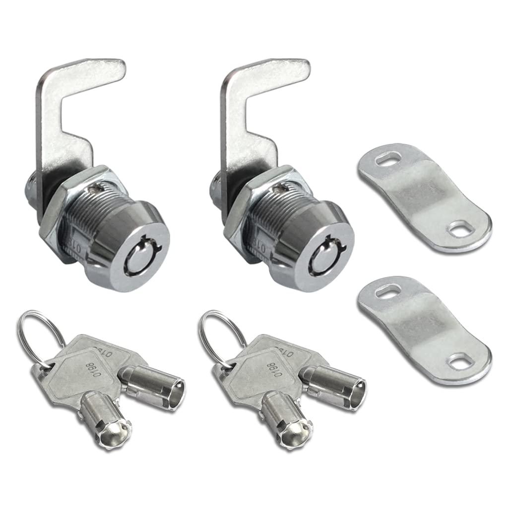 NIANNIAN 2 pack toolbox lock 5/8" tubular cam replacement lock hook cam keyed alike with 4 keys