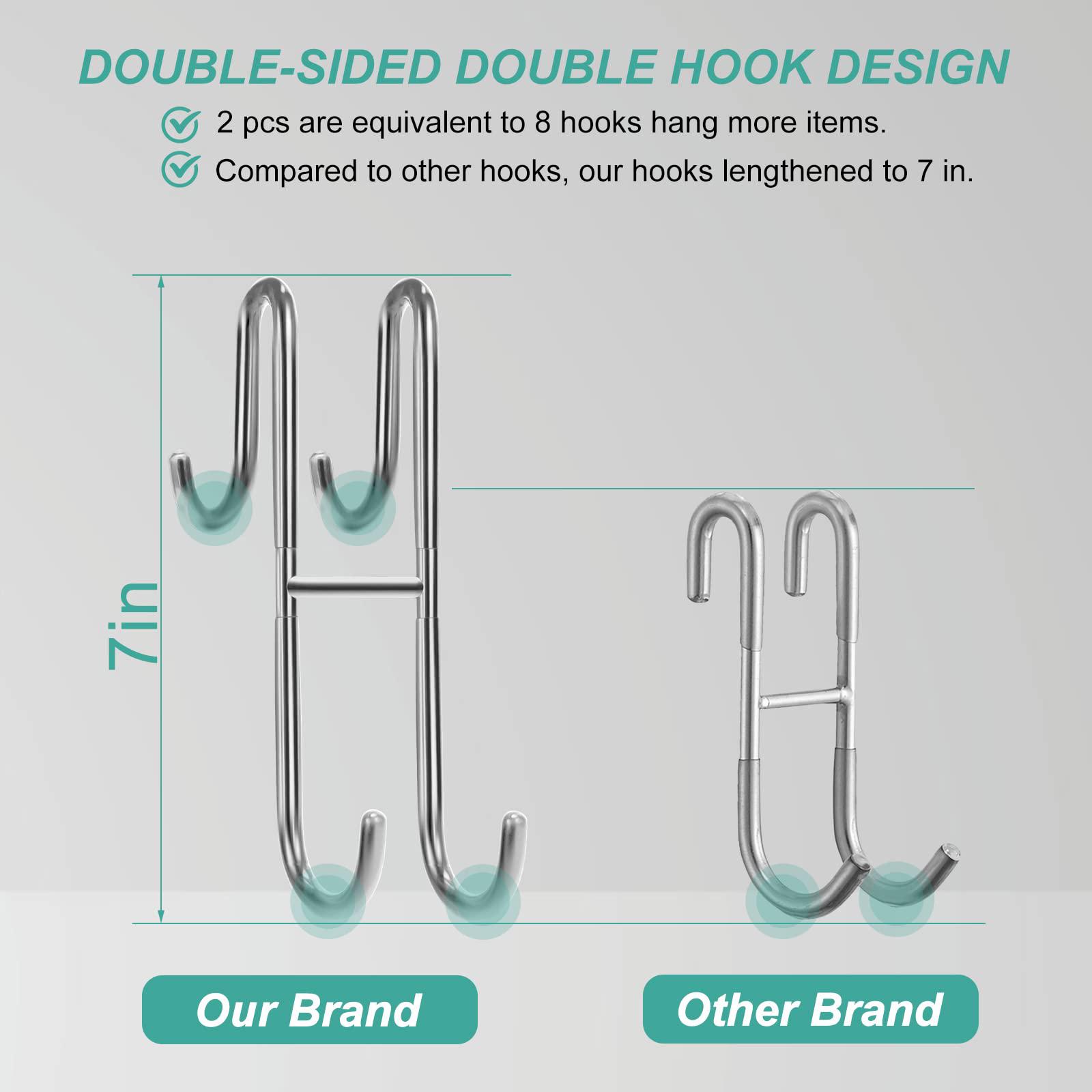 lianquan shower door hooks(7-inch ), extended double sided towel hooks over door hooks for bathroom frameless glass shower do