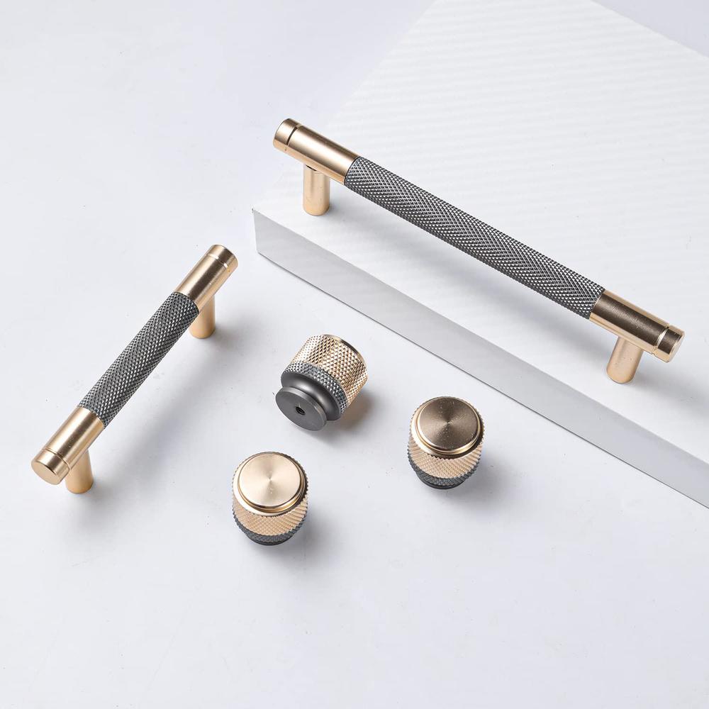 westablize 2 pack 7 1/2 inch 192mm bar cabinet pulls gold and grey knurled handles for brushed gold drawer pulls cupboard alu