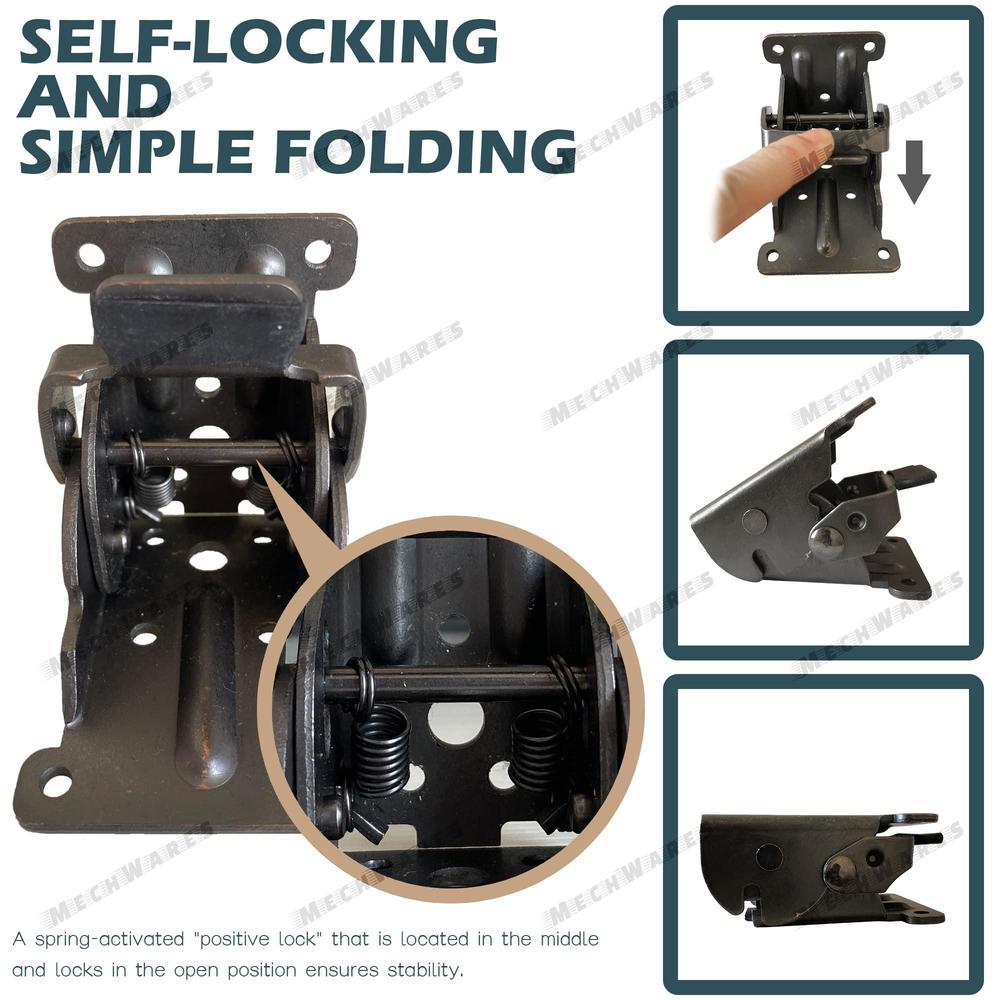 mechwares - foldable support bracket-self-locking hinge- leg fittings and corner brace- for folding legs |folding workbench| 