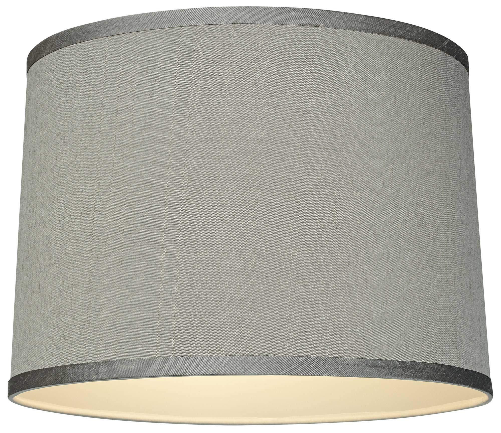 Brentwood Collection platinum gray medium dupioni silk lamp shade 13" top x 14" bottom x 10" slant x 10" high (spider) replacement with harp and f