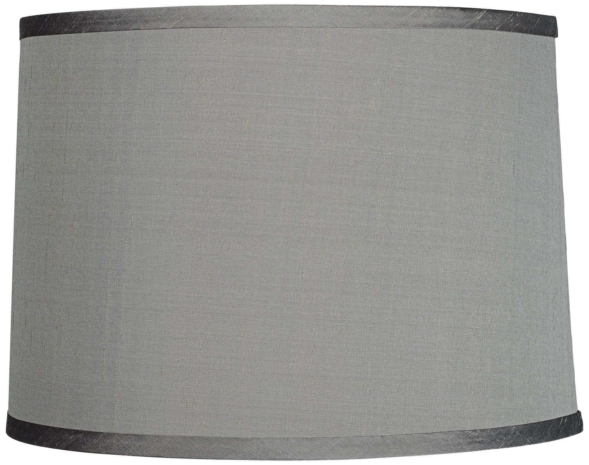 Brentwood Collection platinum gray medium dupioni silk lamp shade 13" top x 14" bottom x 10" slant x 10" high (spider) replacement with harp and f