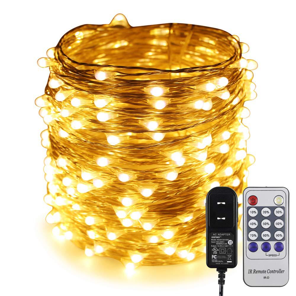 er chen led string lights plug in, 66ft/20m 200 led silver coated copper wire starry lights outdoor/indoor decorative fairy l