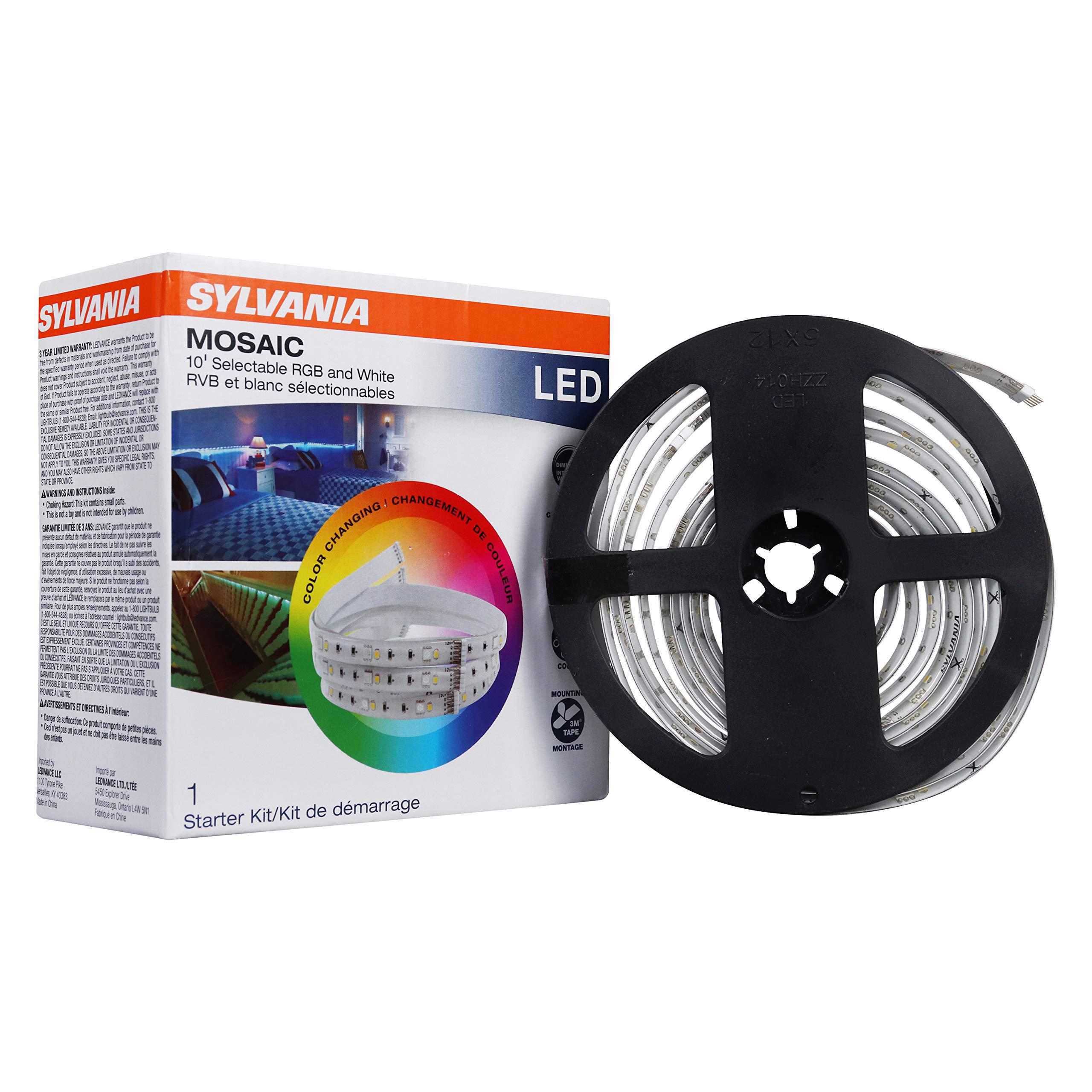 LEDVANCE sylvania led remote control mosaic flexible light strip starter kit, 16 color options, dimmable, 10 feet - 1 pack (65482)