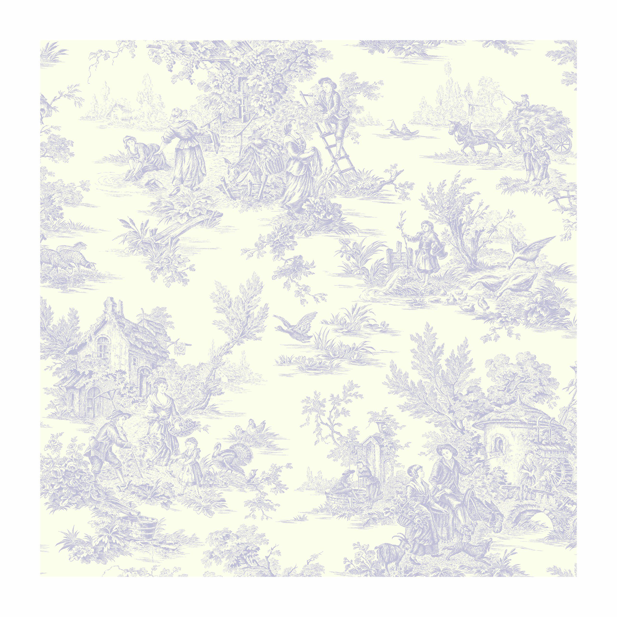 york wallcoverings ashford toiles champagne toile prepasted removable wallpaper, white/blue