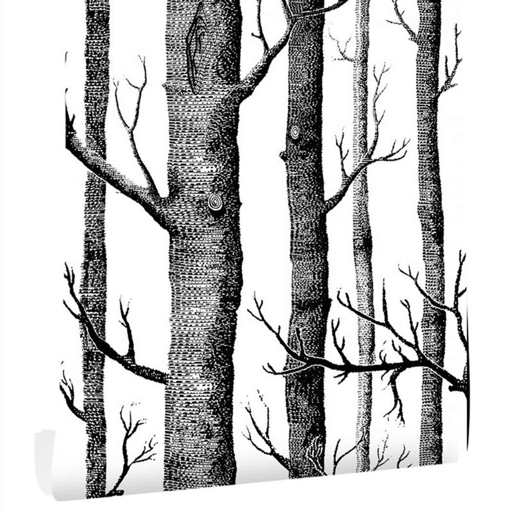 MicPolo 17.7" x 394" birch tree wallpaper bedroom peel and stick wallpaper black contact paper self adhesive wallpaper removable viny