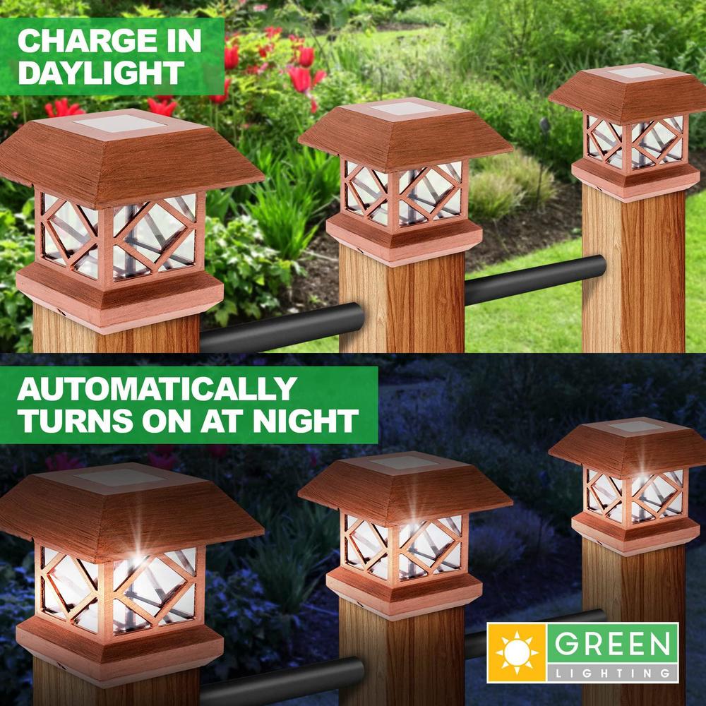 greenlighting geometric square deck lights 4x4 post caps - solar post lights outdoor waterproof - solar post cap lights - 4x4