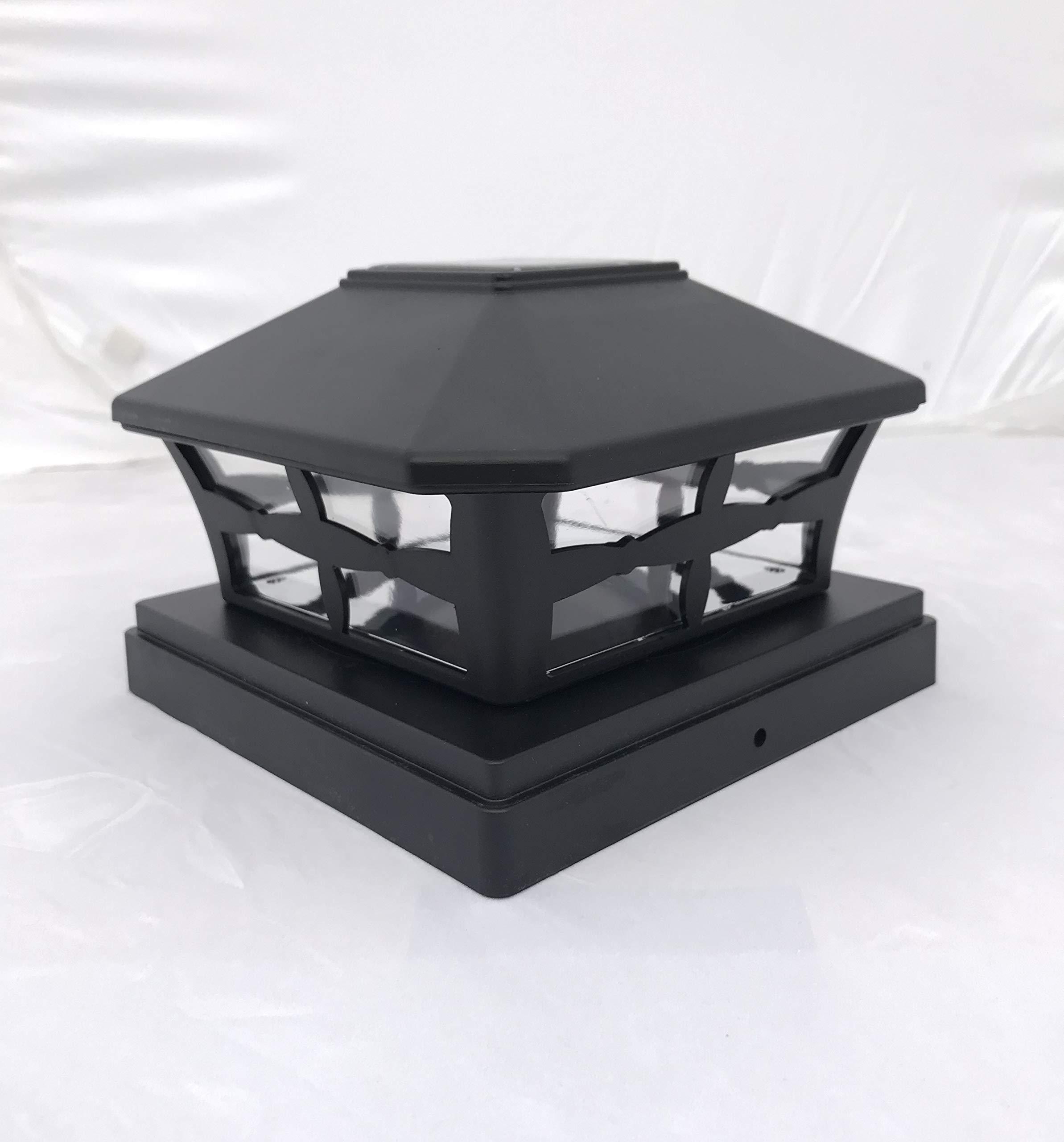 ntertainment house 4 pack black solar post cap lights with 6x6 base adapters