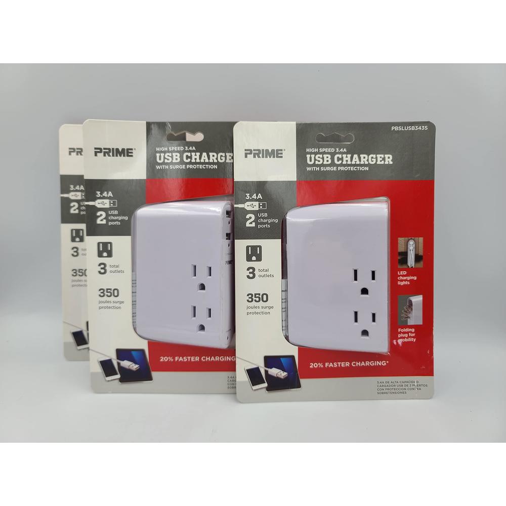 Ohio Trading 4 pack of premium quality usb charger with surge protection - 3 usb & 2 power outlets!