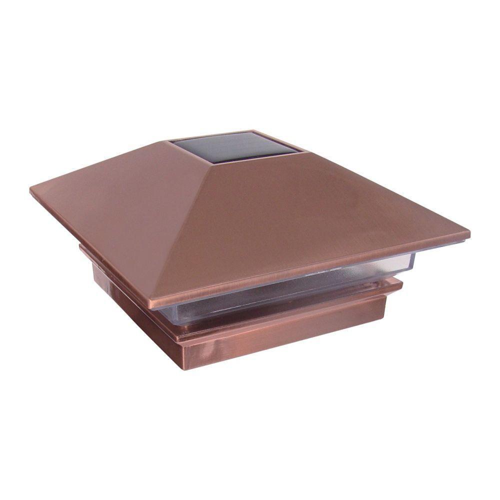 Veranda 4 in. x 4 in. plastic copper finish solar powered square post cap