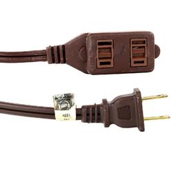 sunlite ex20-6b household 20 foot brown extension cord - 3 outlets