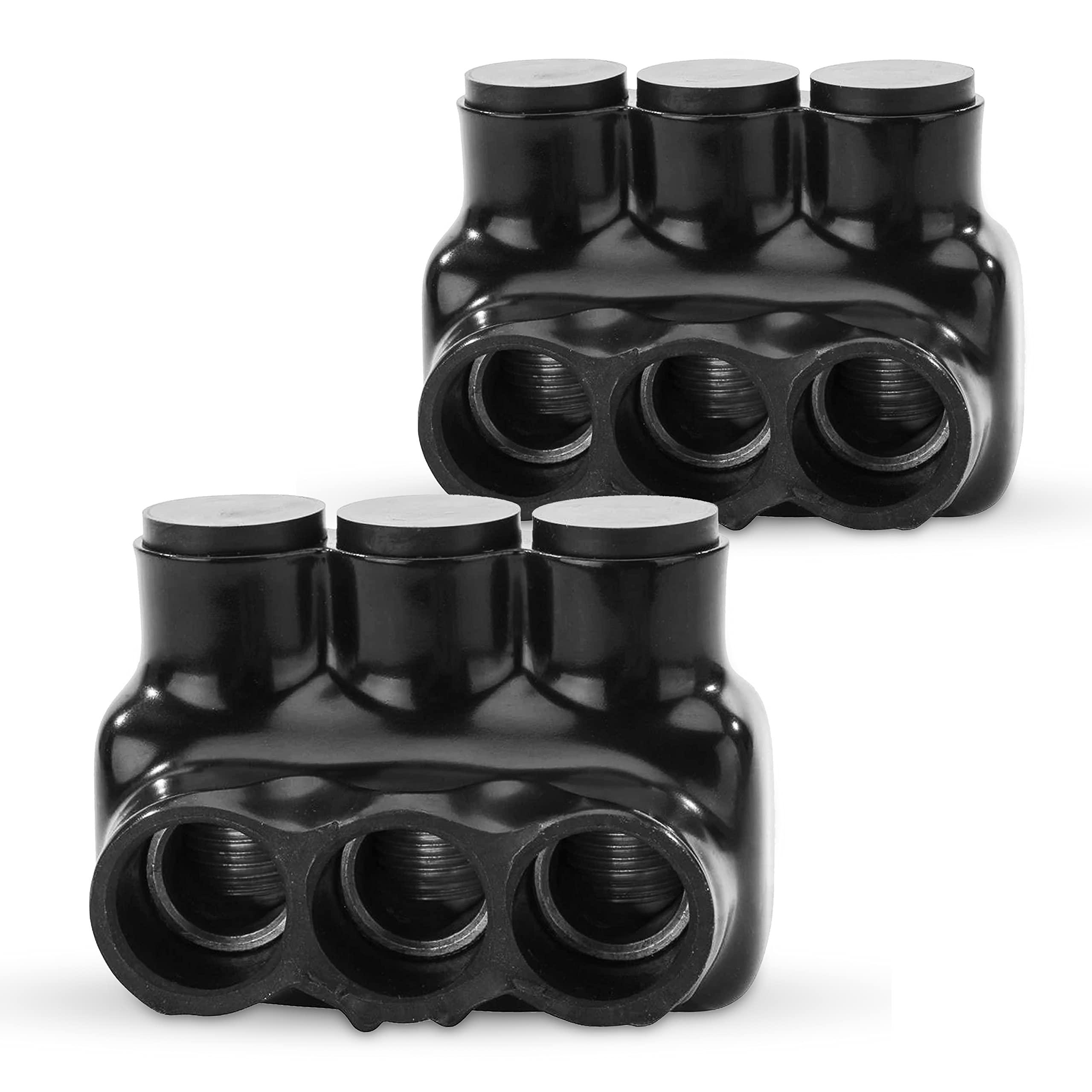 ohlectric multi cable connectors with 3 wire ports - dual entry polaris connector - black insulated vinyl coated wire connect