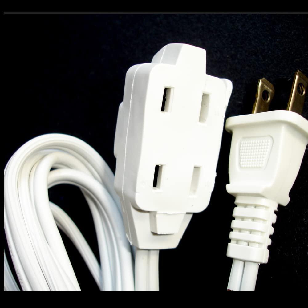ATB 12 ft 3 outlet indoor wall ac extension cord cable safety switch white ul listed