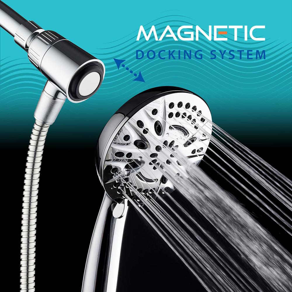 aquadance new magnetic guidance docking system - high-pressure 8-setting handheld shower head with giant 5 inch face, magneti