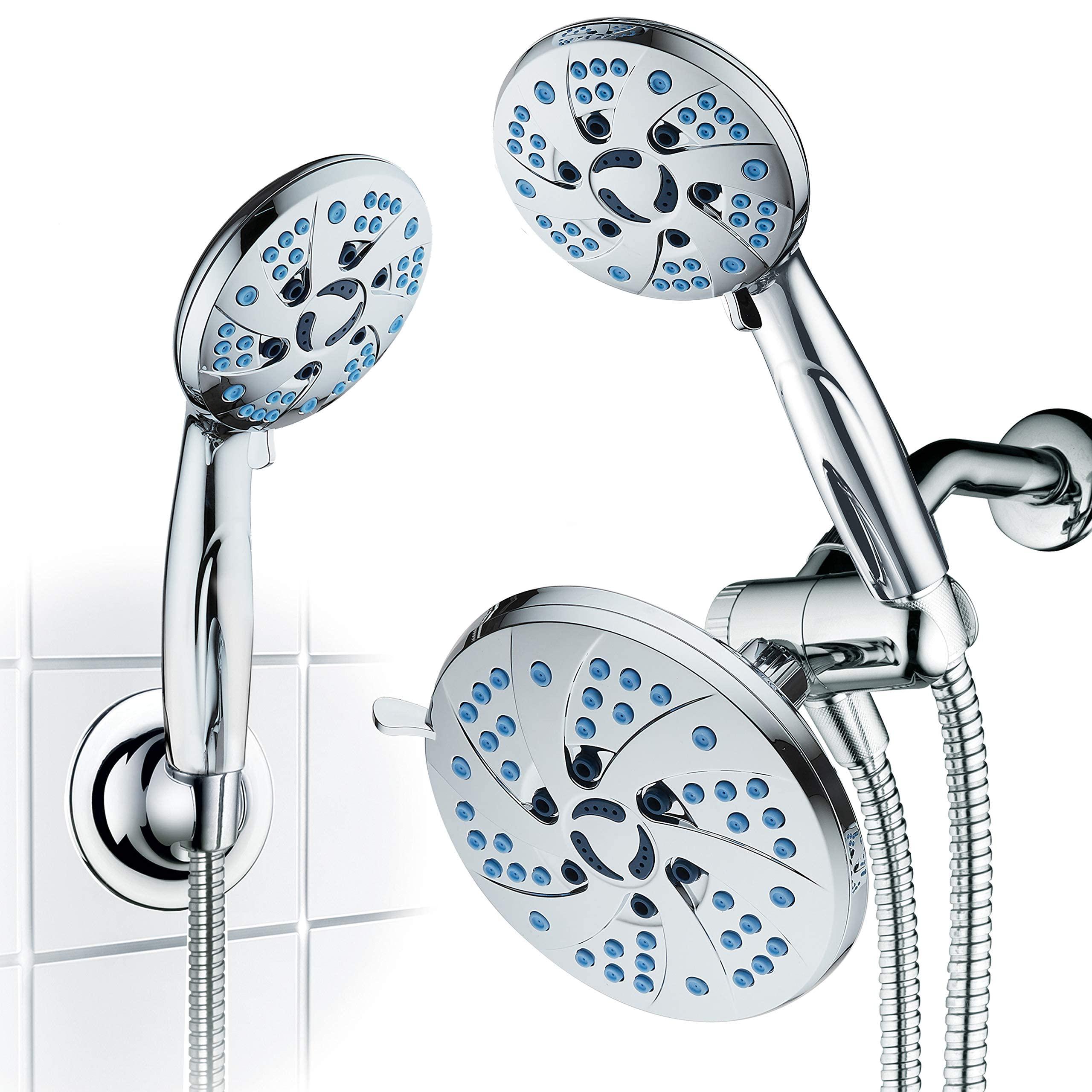 Hotel Spa aquacare spa station high pressure 48-mode 3-way rainfall & handheld shower head combo - anti-clog nozzles, extra-long 6 ft s