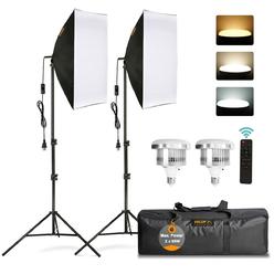 tecdigbo 95w softbox lighting kit , photography studio light e27 6500k dimmable bulbs energy saving led for portraits fashion