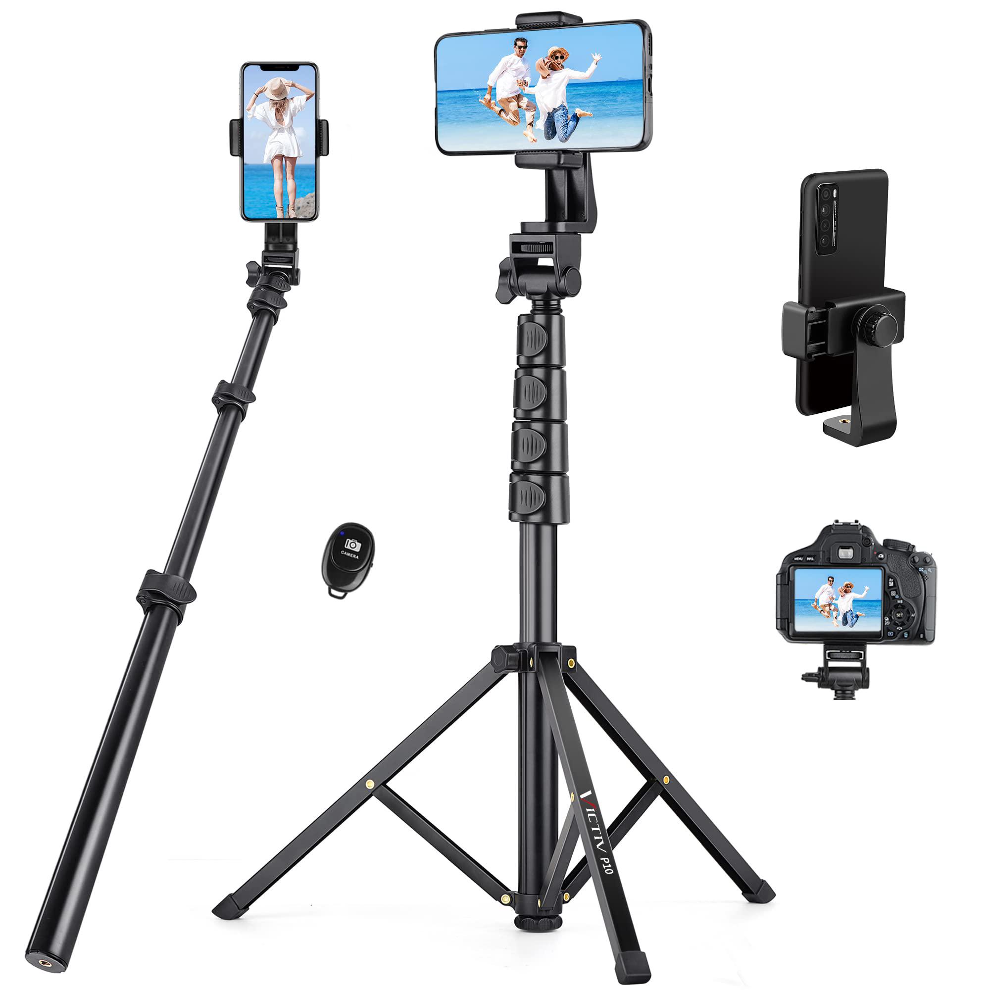 Victiv 70 inch phone tripod, extendable selfie stick tripod with remote, portable cell phone tripod stand, compatible with iphone 14