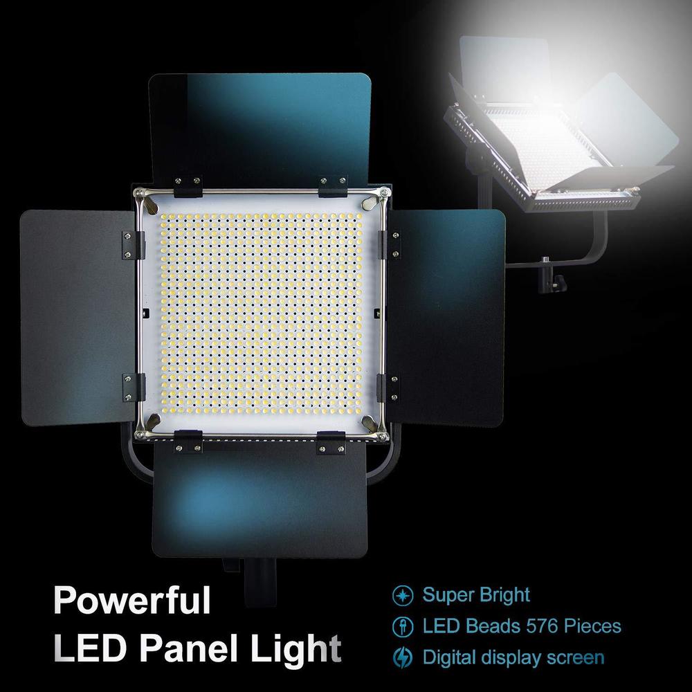 ls limo studio limostudio advanced 576 led video light photography lighting kit, dimmable bi-color led light panel with led d