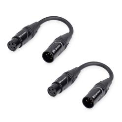 cable matters 2-pack 5 pin to 3 pin dmx lighting cable 6 inches (5-pin male to 3-pin female xlr cable, 3 pin to 5 pin dmx ada