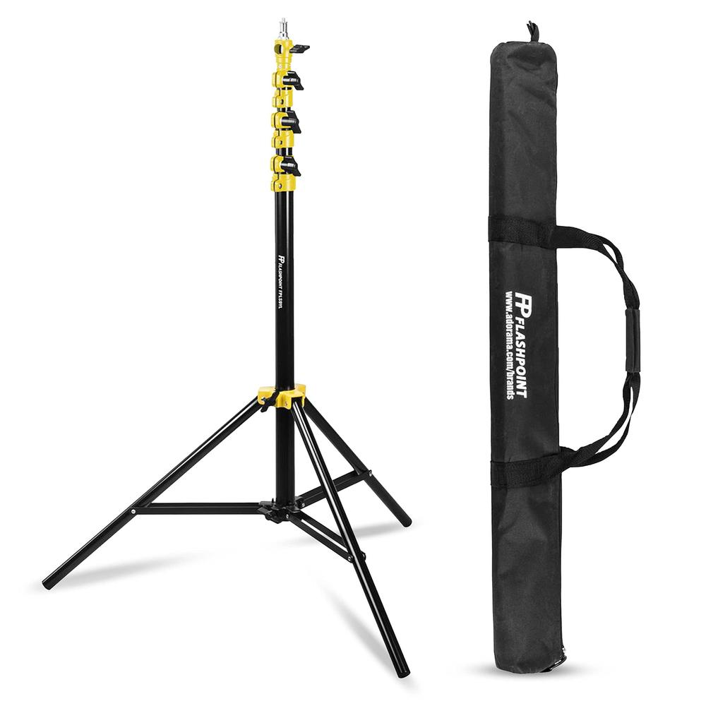 flashpoint 9.5' yellow color coded pro air cushioned heavy duty light stand for photography, this portable photography light 