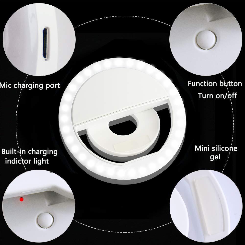 XINBAOHONG selfie ring light, xinbaohong rechargeable portable clip-on selfie fill light with 36 led for iphone/android smart phone phot