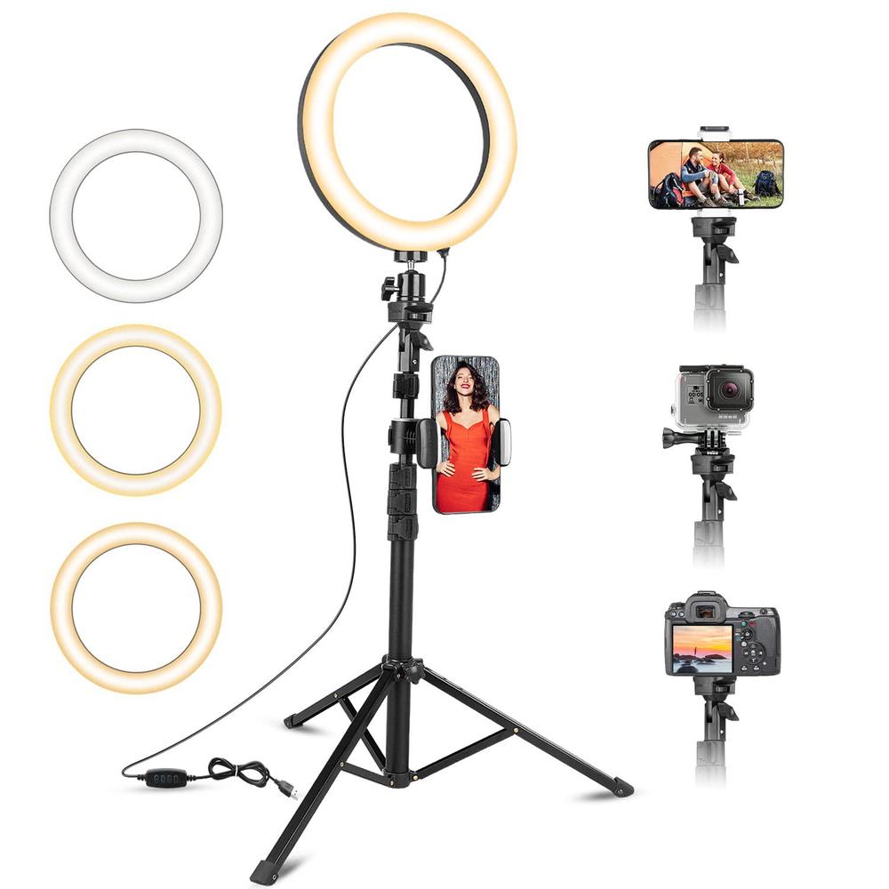 Eicaus selfie ring light with tripod stand and phone holder, eicaus tripod for iphone with ringlight for live streaming, video recor