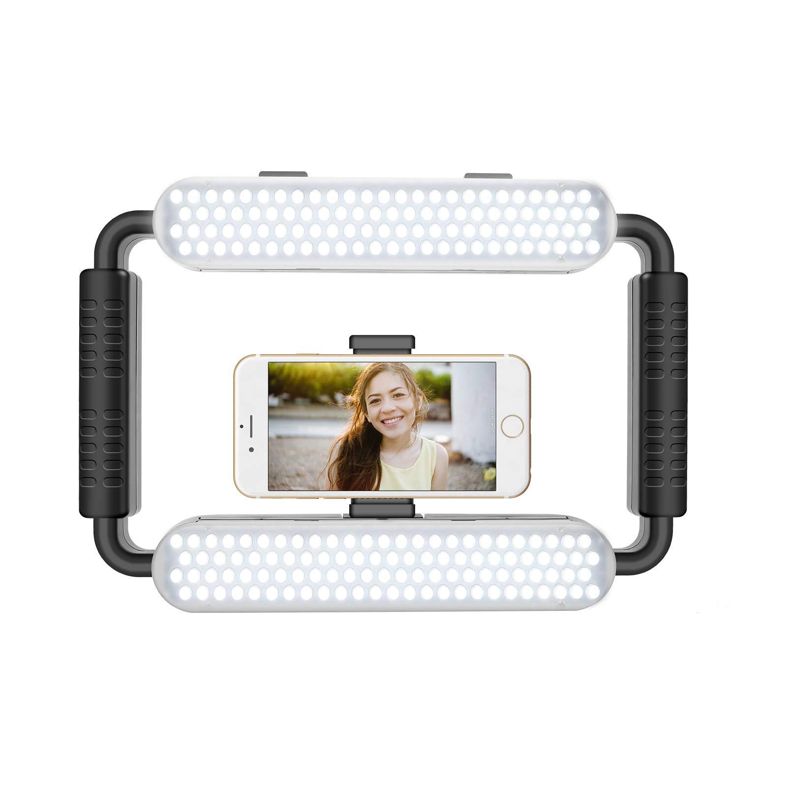 gvm great video maker led ring light 5600k selfie light, smartphone video rig & phone video stabilizer for camera, smartphone