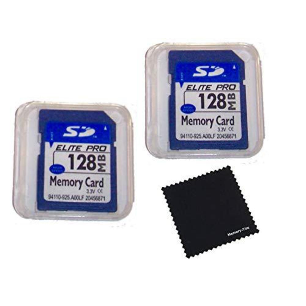 PNY elite memory 2 pack 128mb memory cards compatible with 128 mb sd cards, 2 pack memory cards and cases w/built to last! microf