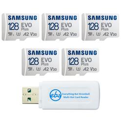 Delkin samsung 128gb evo plus microsd card (5 pack evo+ bundle) class 10 u3 a2 uhs-i sdxc memory card for phone, tablet, action cam 