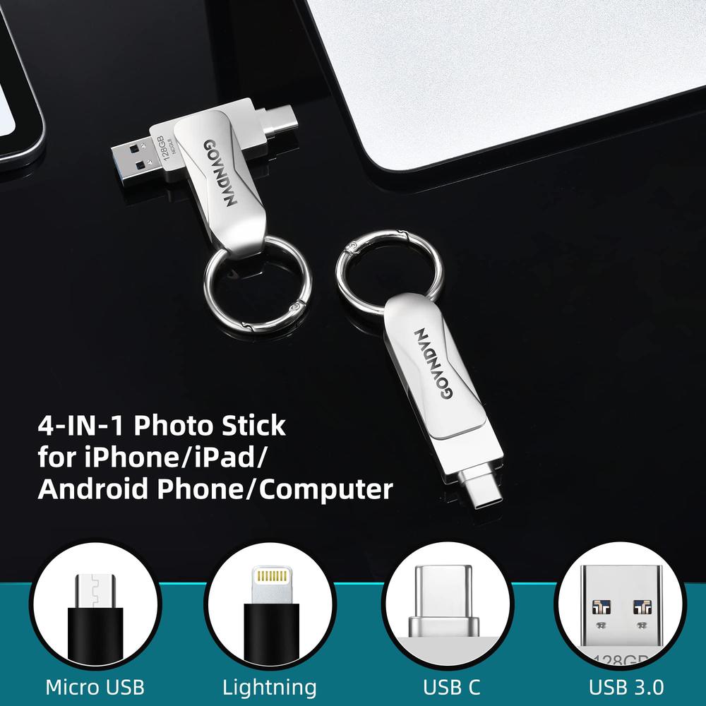 schicj133mm 128gb 4-in-1 easy auto-backup photo-stick-for-iphone photo and video iphone-photo-stick apple-external-memory-storage-stick b