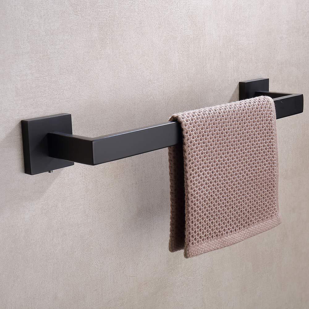 tastos 16 inch black single towel bar rack, sus 304 stainless steel bathroom towel bar heavy duty towel holder kitchen towel 