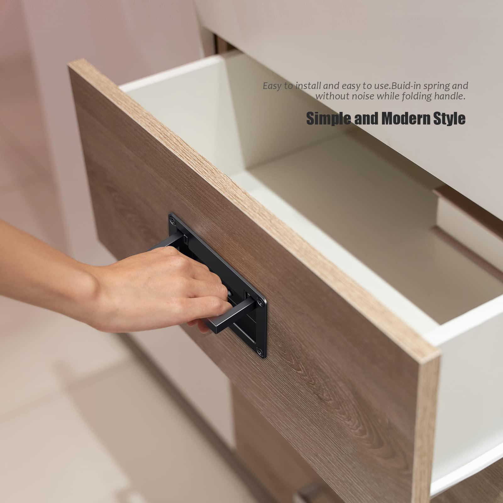 syine black zinc alloy recessed door pull handle recessed flush pull handle for drawer access door space door toolbox,1 pack,4.35 x