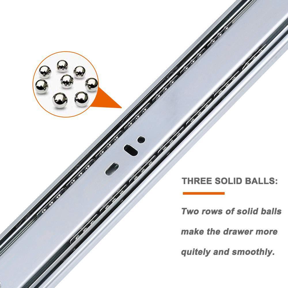 Home Building Store 5 pairs 18 inch soft close 3 folds full extension under mount drawer slides, ball bearing side mount drawer slides with mount