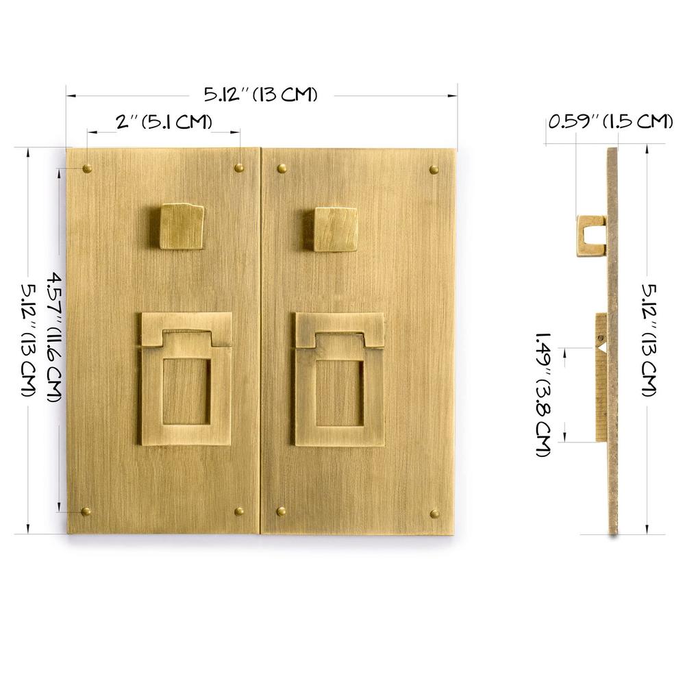 hardware philosophy square in square brass cabinet hardware plate backplate pulls - set of 2