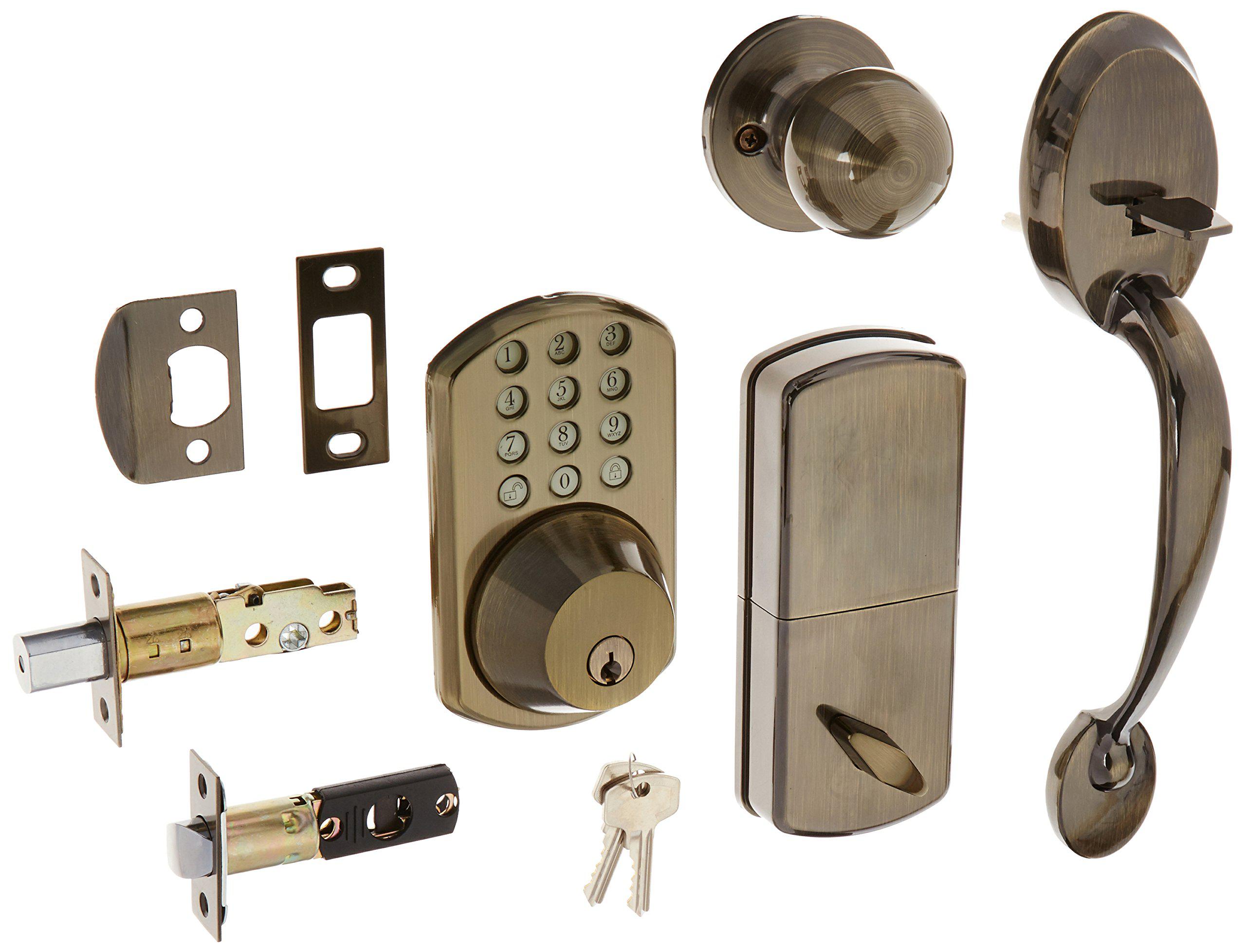 milocks btf-02aq digital deadbolt door lock and passage handle set combo with keyless entry via keypad code for exterior door