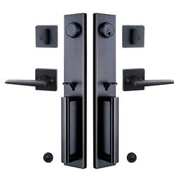 tmc double door handlset for entry door aged bronze finish (keyed entry handle and dummy handle set)