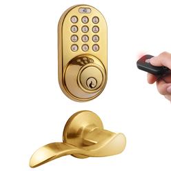 milocks xfl-02p digital deadbolt door lock and passage lever handle combo with keyless entry via remote control and keypad co
