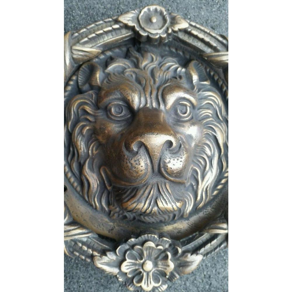 hardwarefinds door knocker antique style vintage large solid brass lion head door knocker 8" dia. #d3