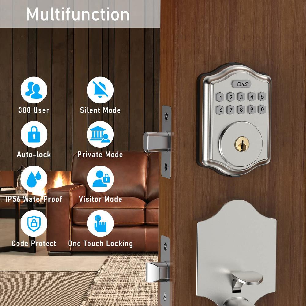 guarder keyless entry door lock, smart deadbolt with keypad code /key ...