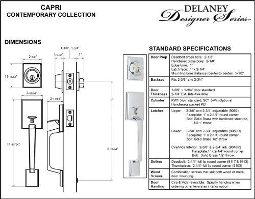 EZ-Set delaney capri design contemporary polished chrome handleset with cira interior lever hardware (we key lock orders alike for f