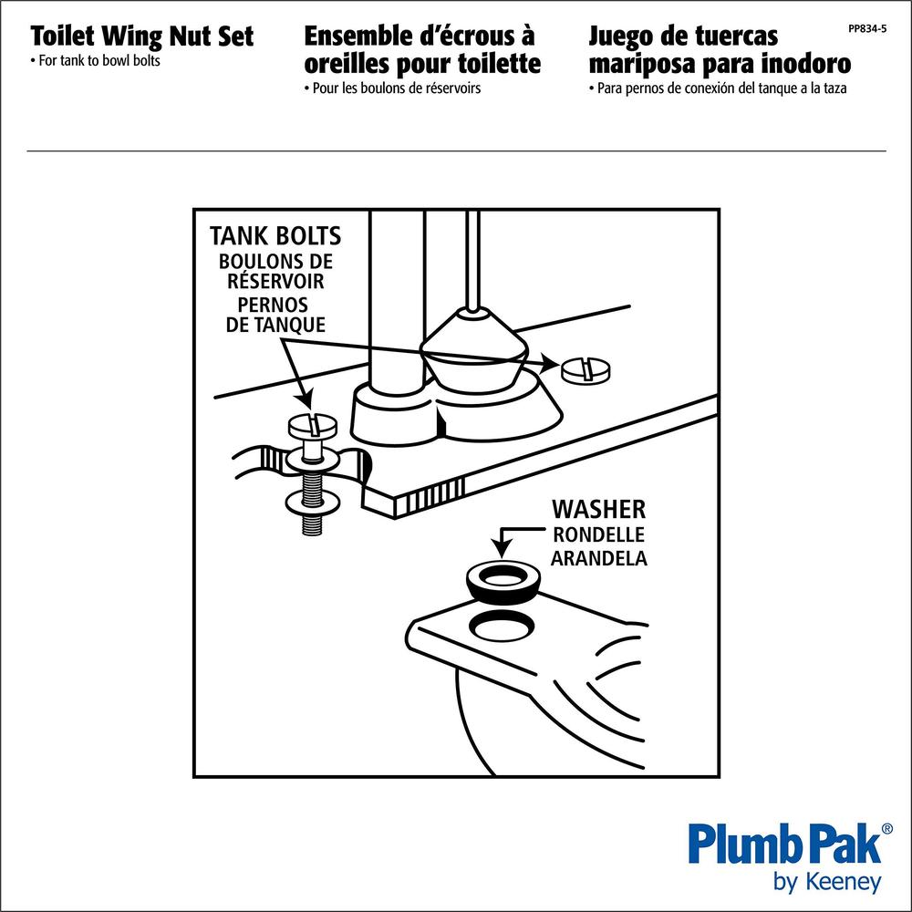 plumb pak pp834-5 toilet tank wing nut, plastic, 1-7/8" x 3-3/4", 3 piece