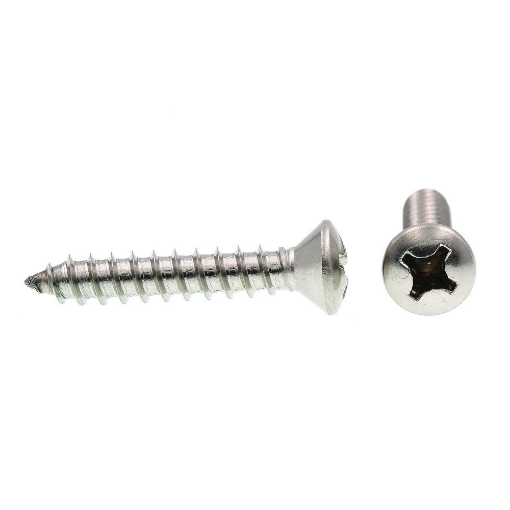 prime-line 9023690 sheet metal screw, self-tapping, oval head phillips, #14 x 1-1/2 in, grade 18-8 stainless steel, pack of 2