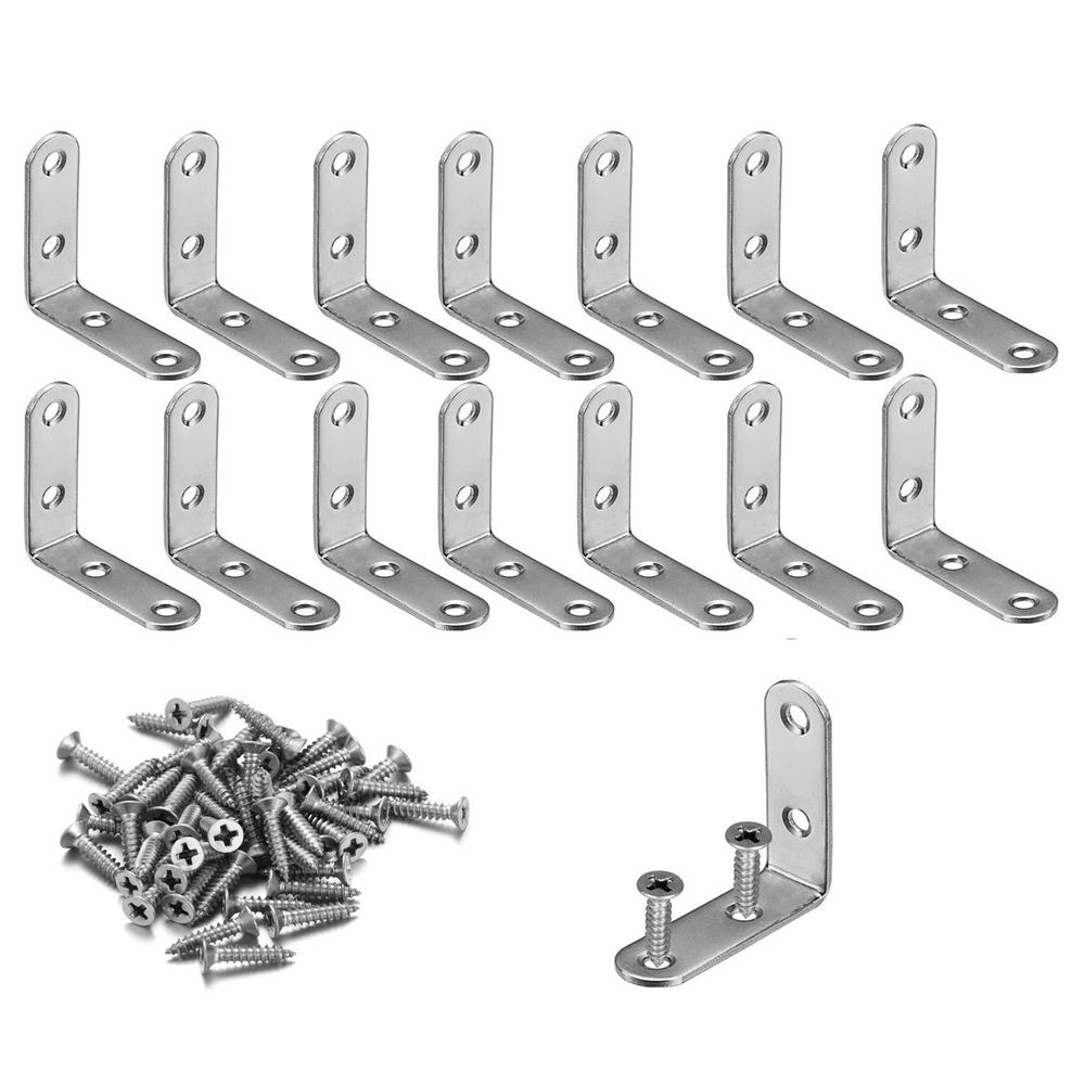 huangweiting wdwlbsm 14 pcs stainless steel l corner brackets heavy duty corner braces 2" x 2" x 0.63", 4 hole 90 degree joint right angle