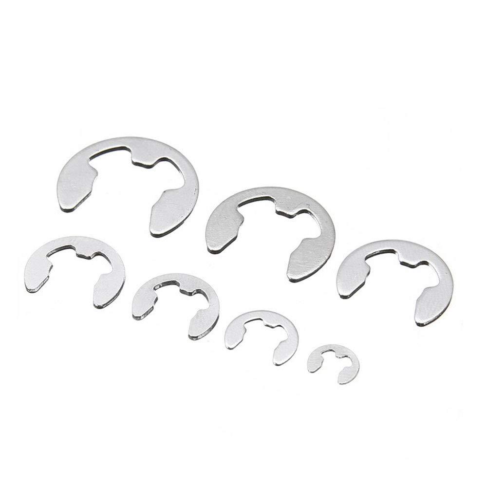 YUTOKEER 120pcs 304 stainless steel 1.5-10mm e-clip retaining ring circlip 10 sizes for shaft fastener hardware accessories