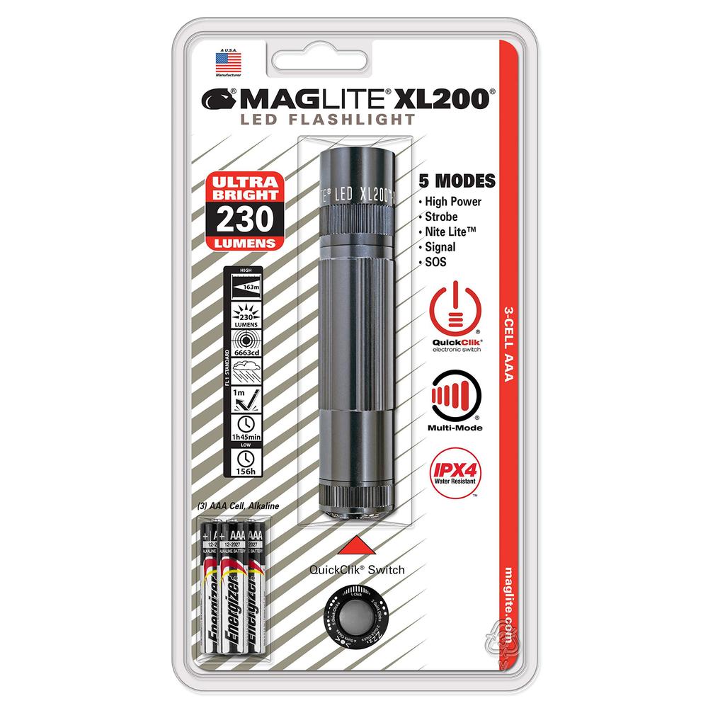 Mag Lite maglite xl200 led 3-cell aaa flashlight, gray