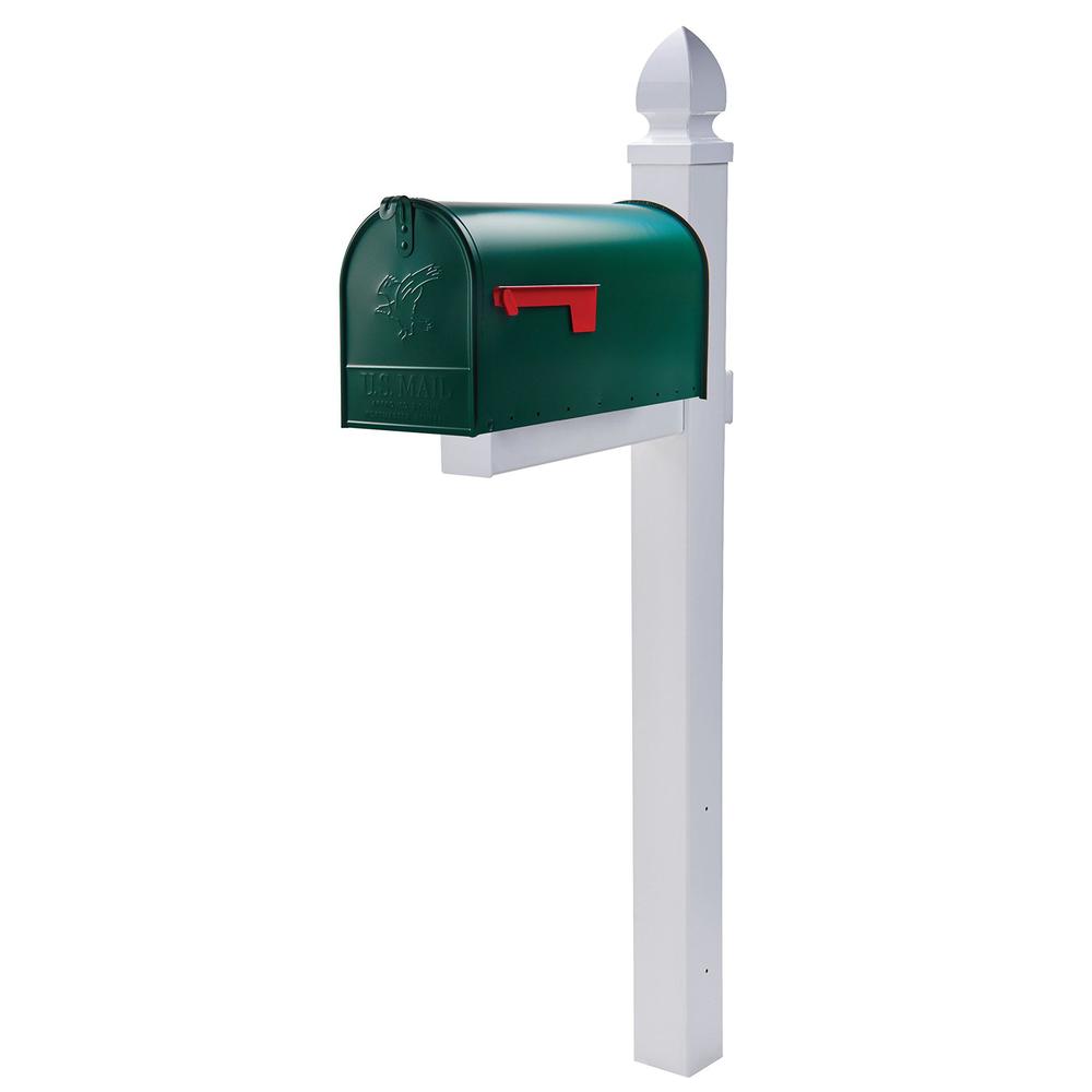 gibraltar mailboxes elite medium capacity galvanized steel green, post-mount mailbox, e1100g00
