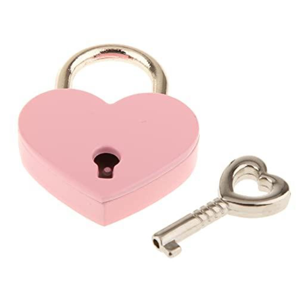 Warmtree 3 pcs small metal heart shaped padlock mini lock with key for jewelry storage box diary book,pink