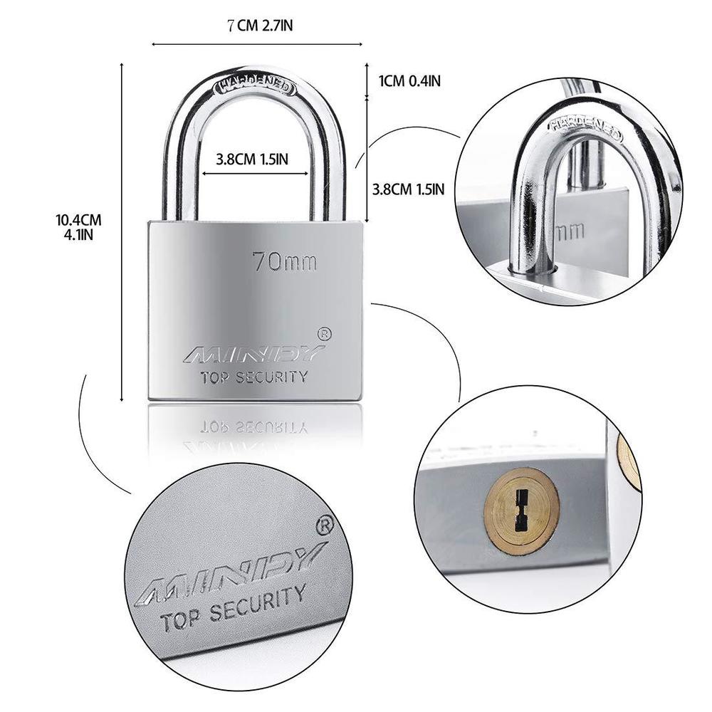 Mindy 70mm heavy duty lock warehouse waterproof keyed padlock high security padlock with 4 keys